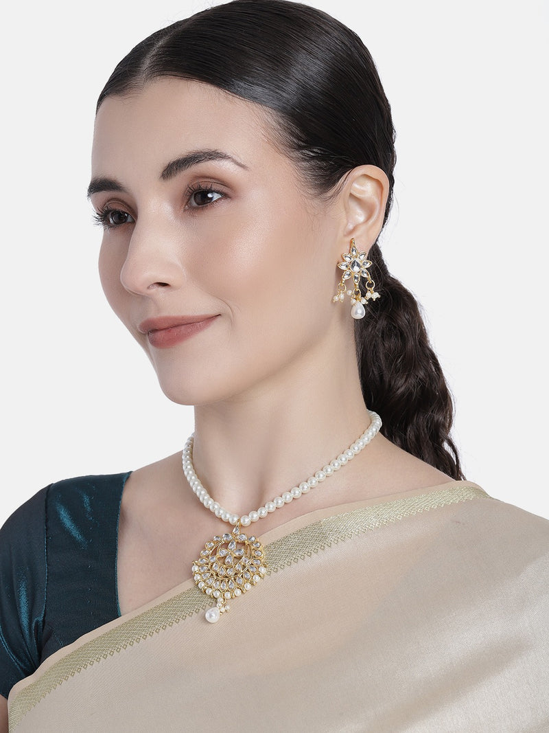 pearls , kundan , stones jewellery set