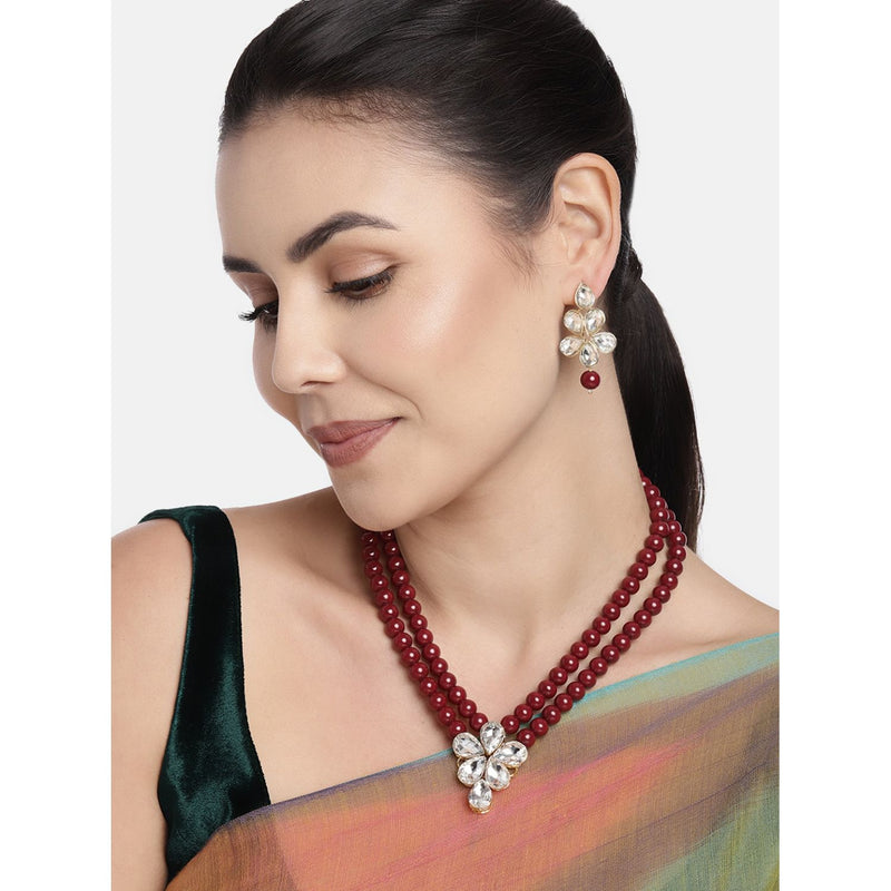 Agnetha maroon necklace set