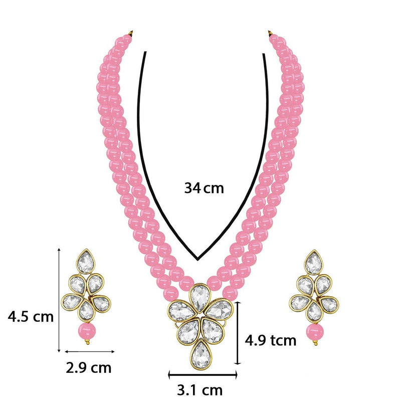 Baby pink and golden necklace and earrings fabric set – Rainvas