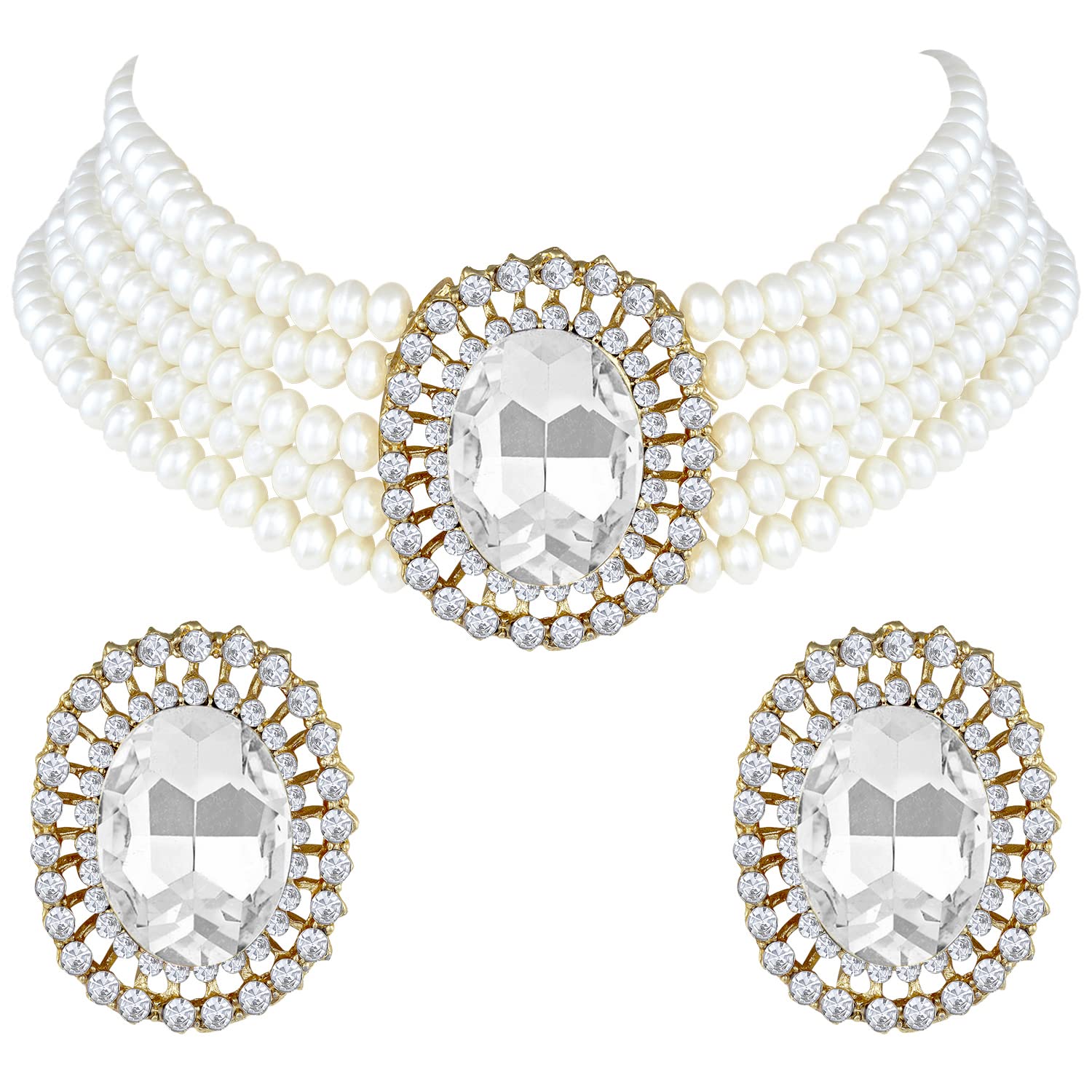 Roop White Choker Set