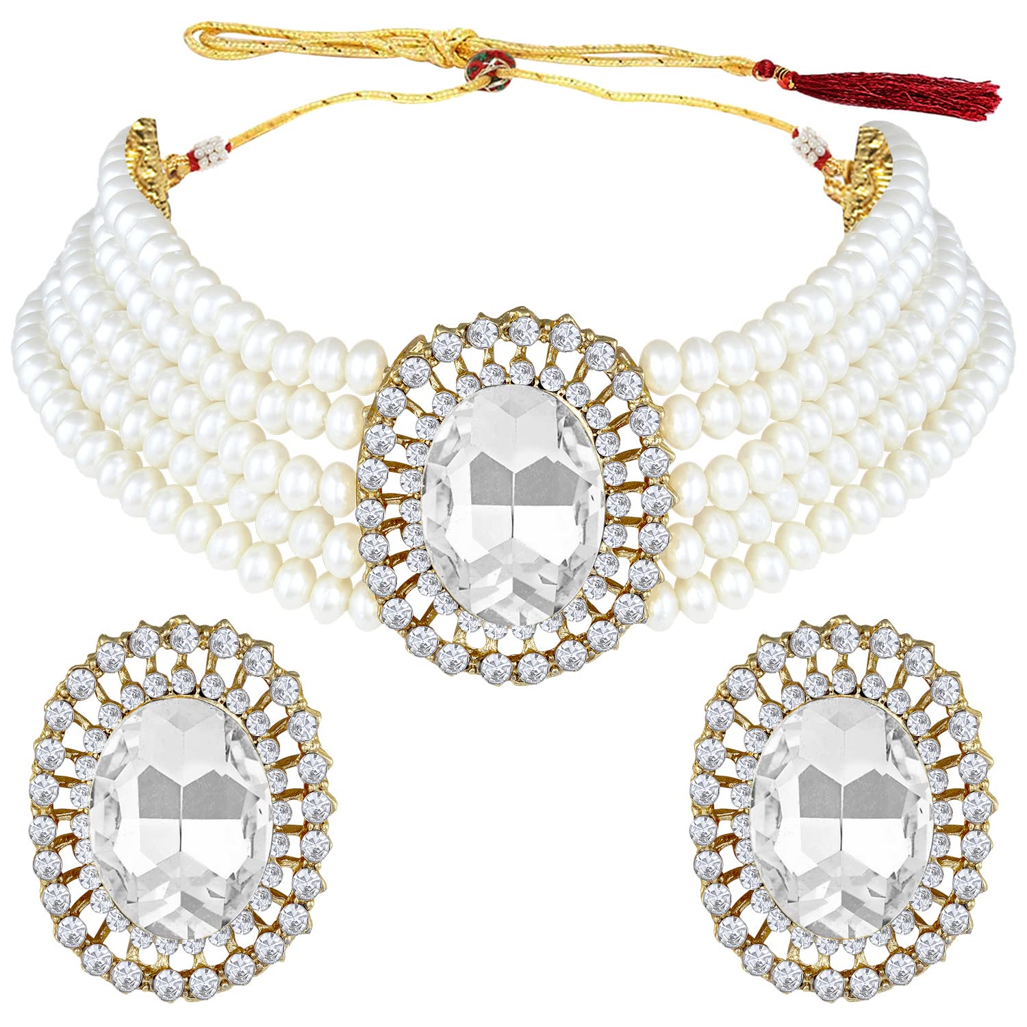 Roop White Choker Set