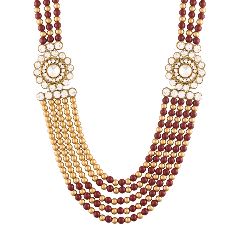 Ridhan Maroon Necklace For Men