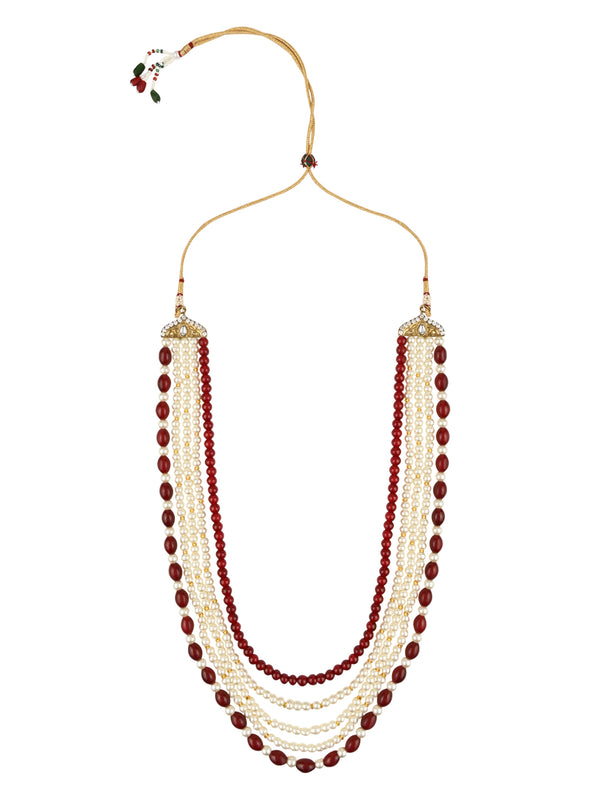 Aakarsh Maroon Necklace For Men