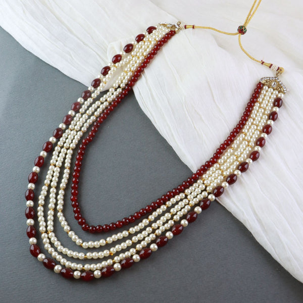 Aakarsh Maroon Necklace For Men