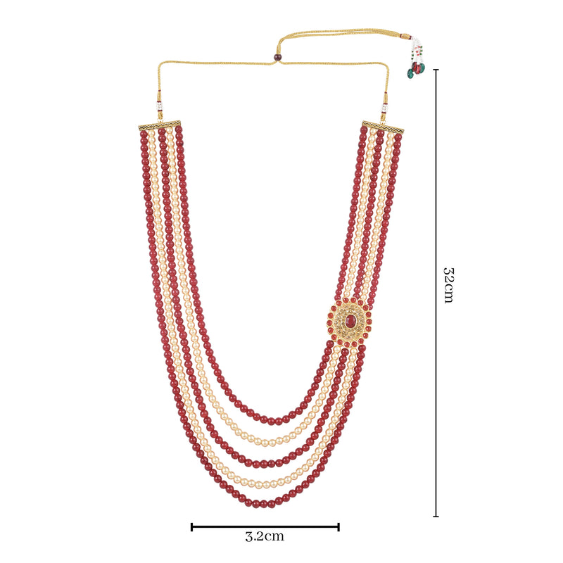 Samar Maroon Necklace For Men