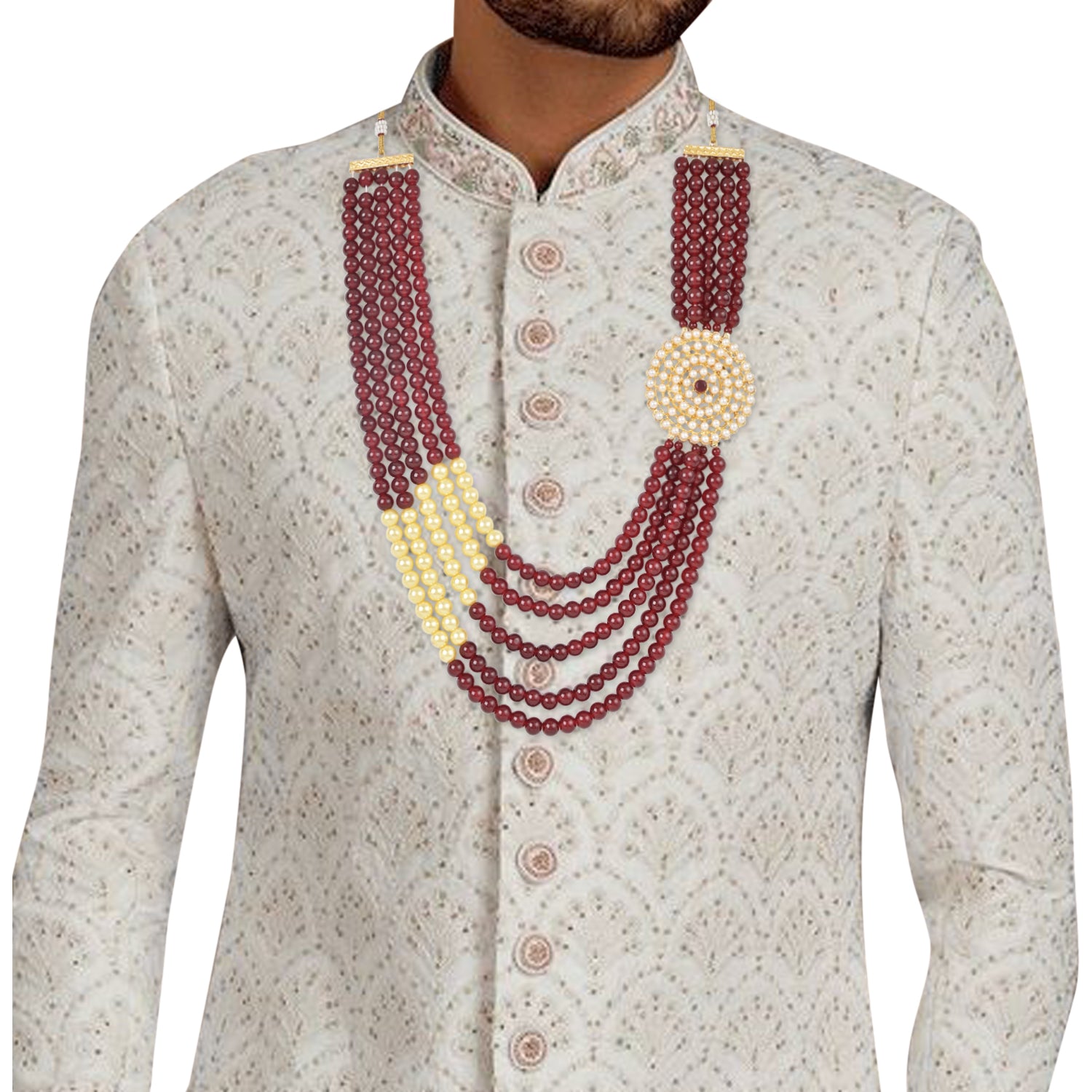 Mayank Maroon Necklace For Men