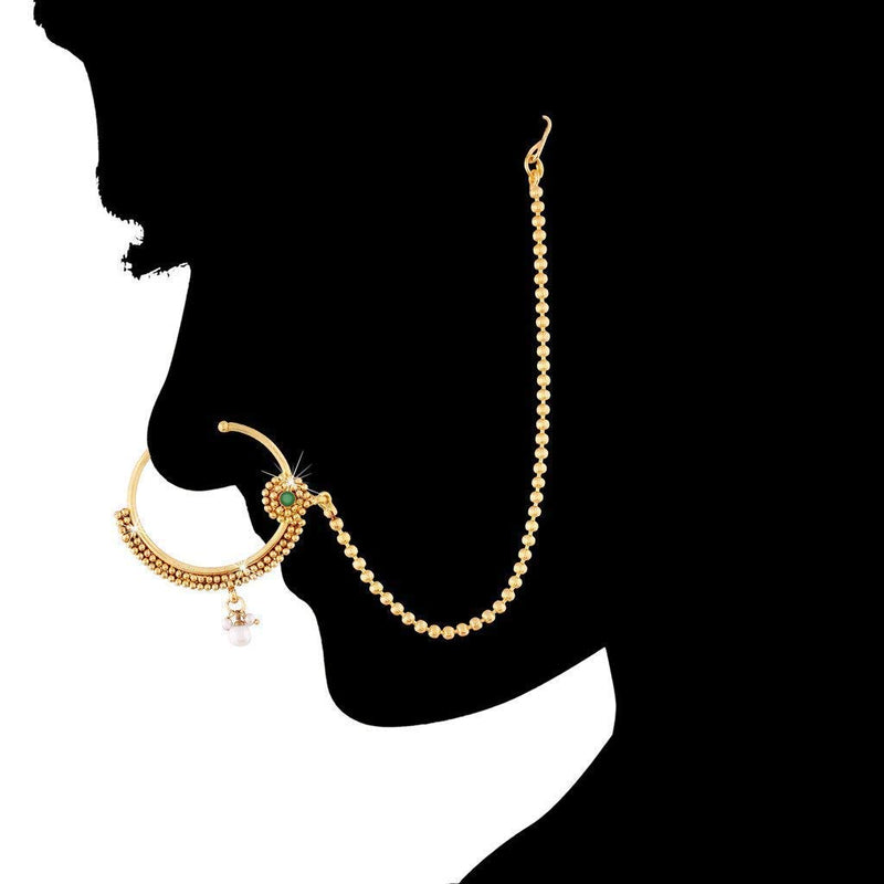 Buy Jalaja Lotus Nose ring with Chain | Tarinika - Tarinika India