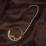 kundan ,stones , pearls chain nose ring