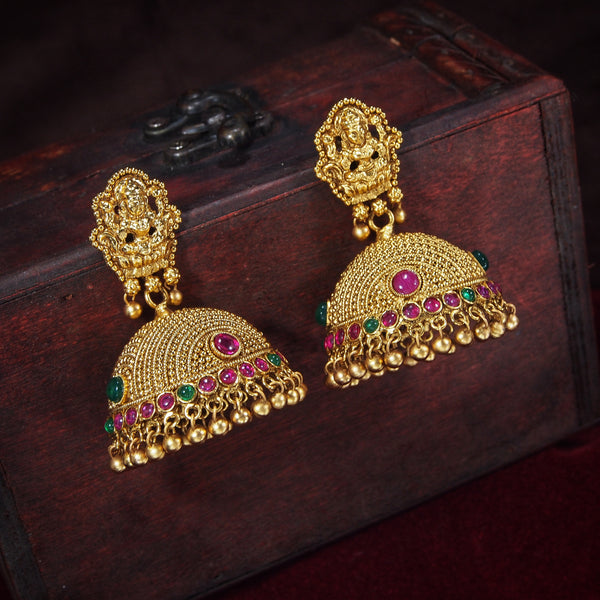 gold plated , traditional , kundan , pearls jhumki