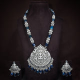  silver oxidised , pearls , temple  jewellery set 