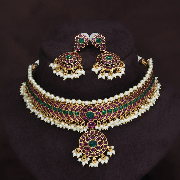 kundan , pearls , choker set 