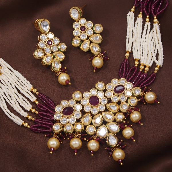  polki nkundan , pearls , choker set