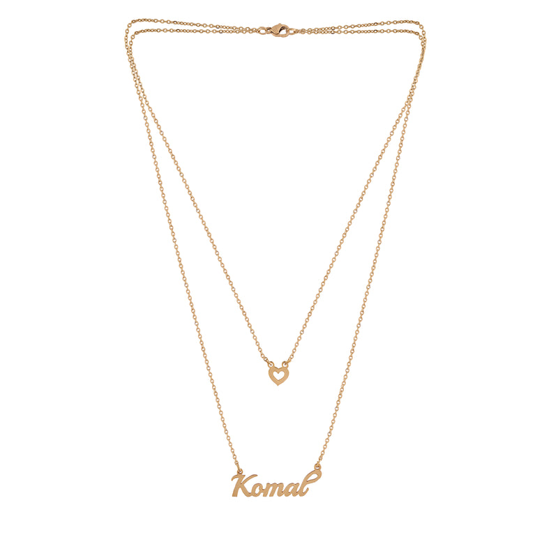 Gold Plated Personalized Name Necklace With Heart