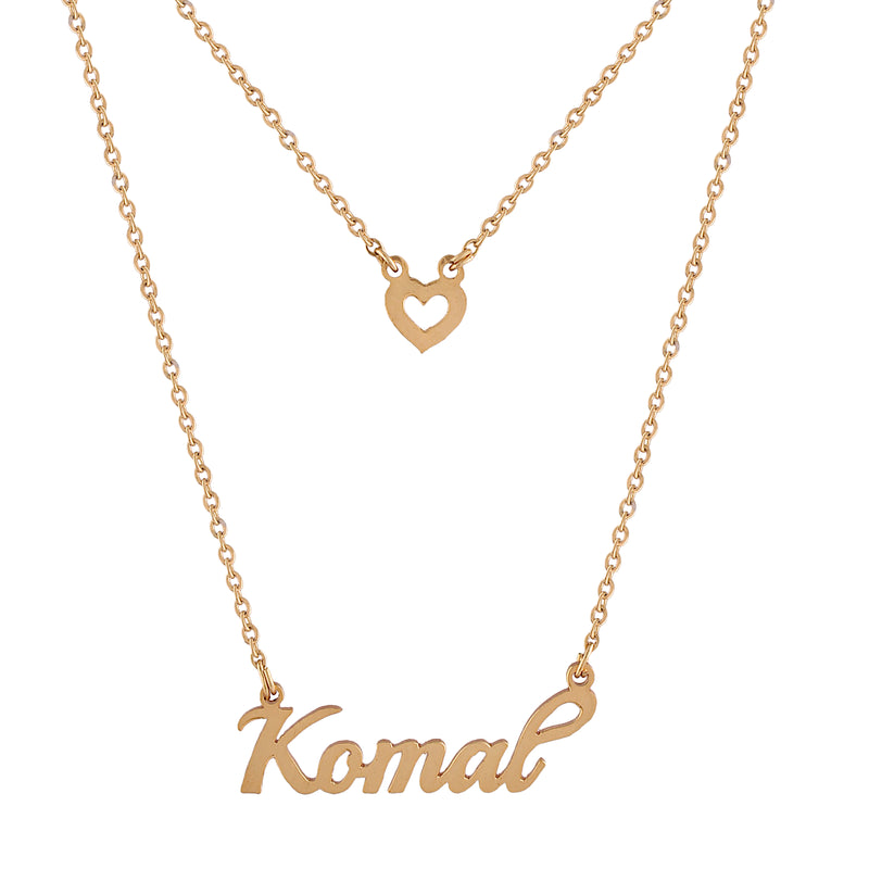 Gold Plated Personalized Name Necklace With Heart