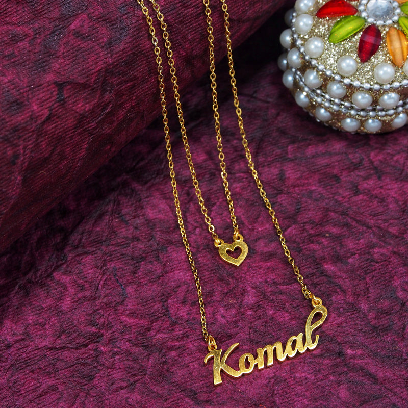 Gold Plated Personalized Name Necklace With Heart