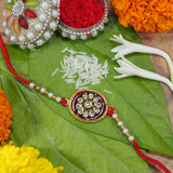 Flower Rakhi with Stone & Meena Work