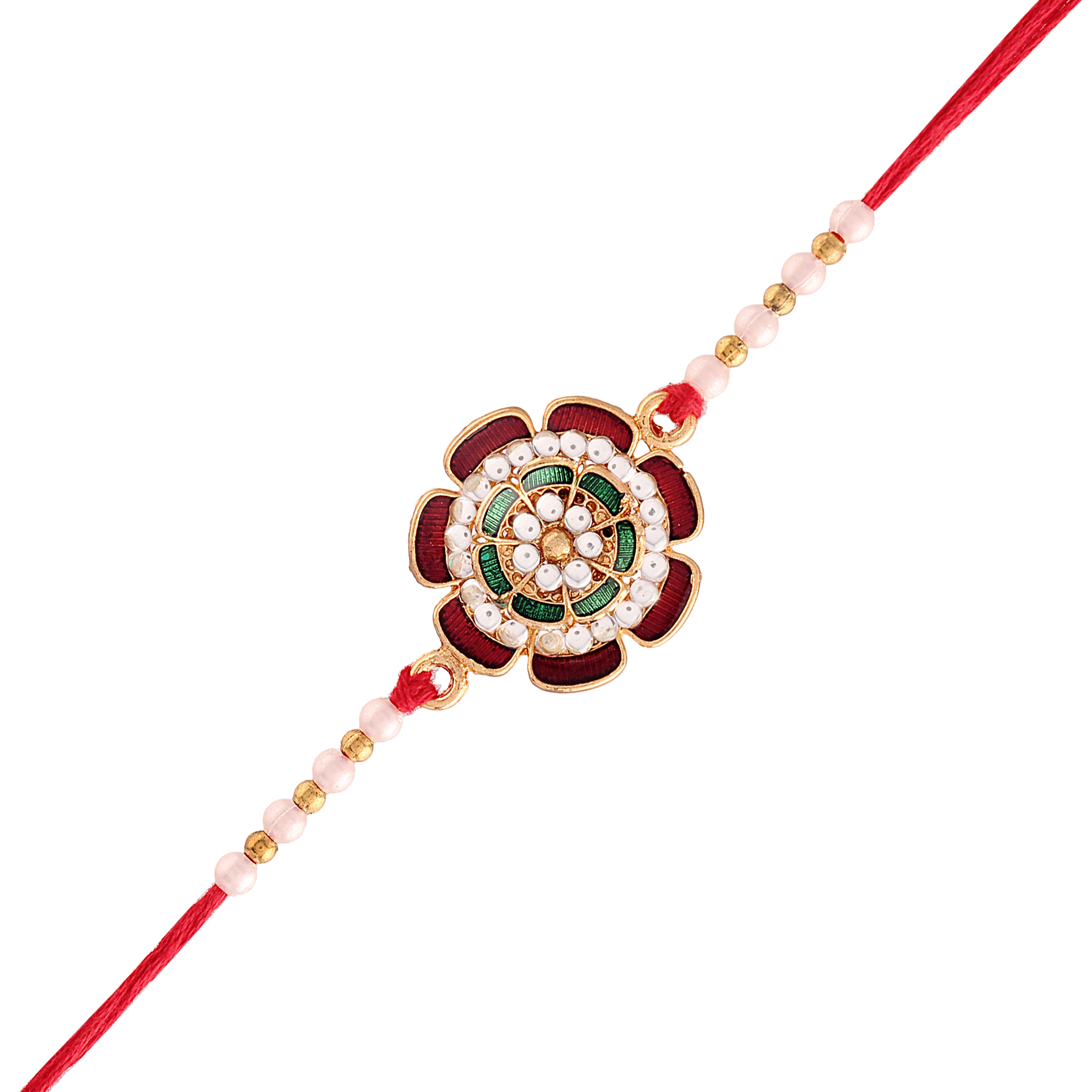 Colourful Beads And Meena Floral Rakhi