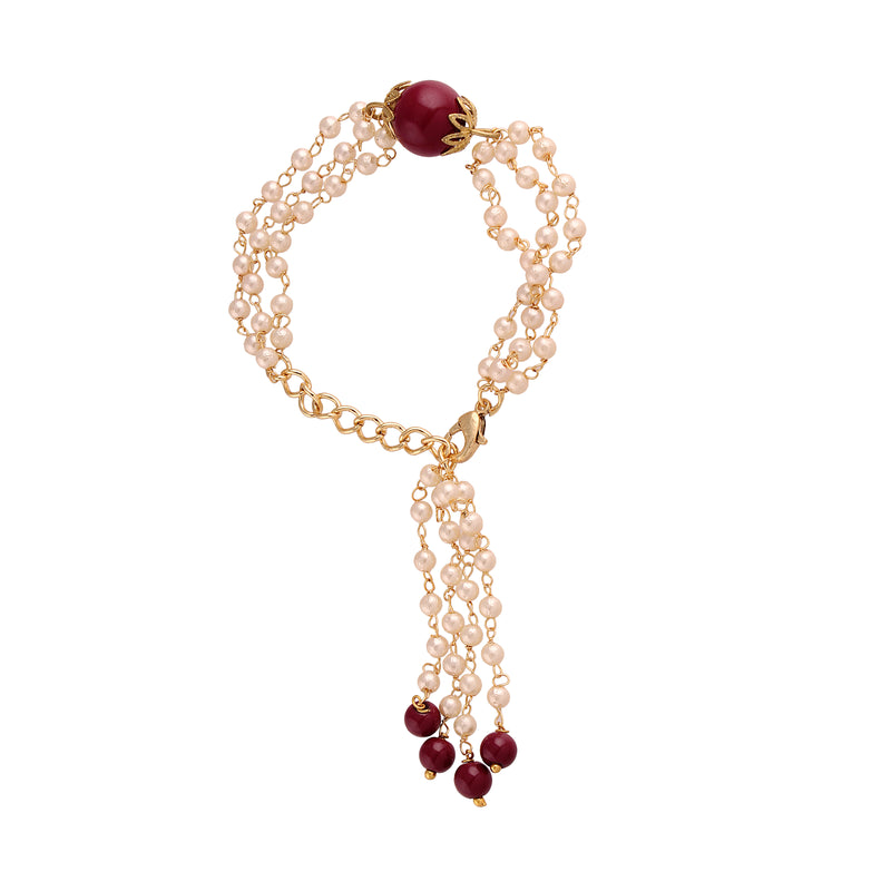 Gold Plated Hanging Pearl Studded Lumba for Bhabhi