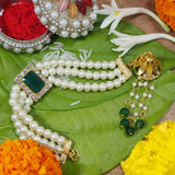 Gold Plated Hanging Pearl Studded Lumba for Bhabhi