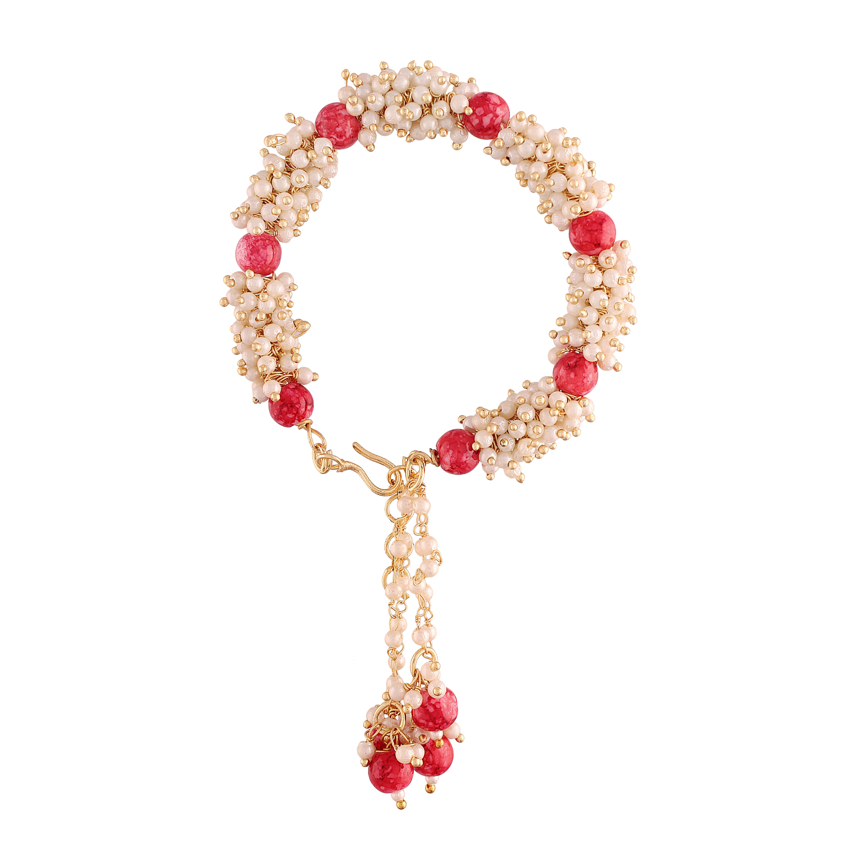 Gold Plated Hanging Pearl Studded Lumba for Bhabhi