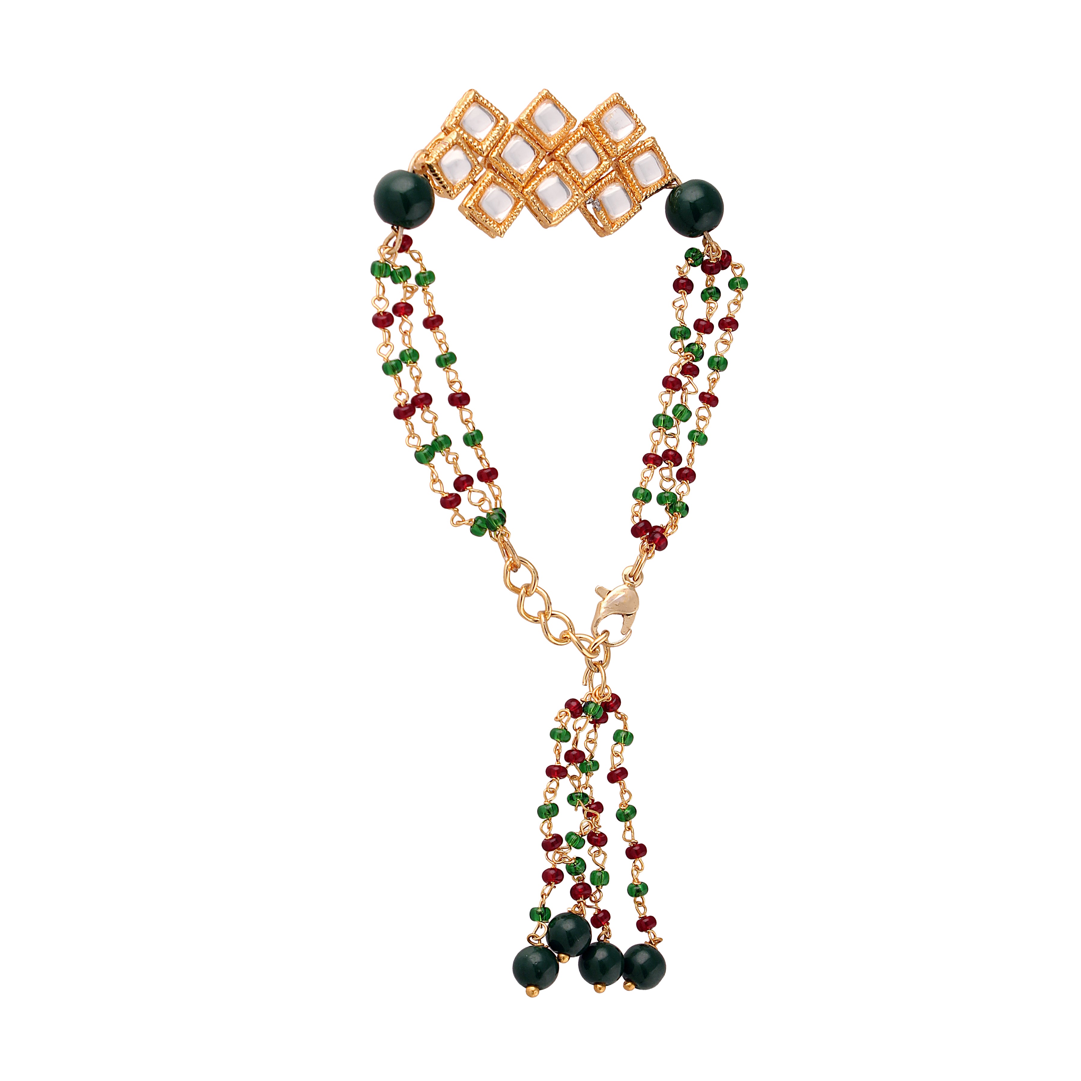 Gold Plated Hanging Pearl Studded Lumba for Bhabhi