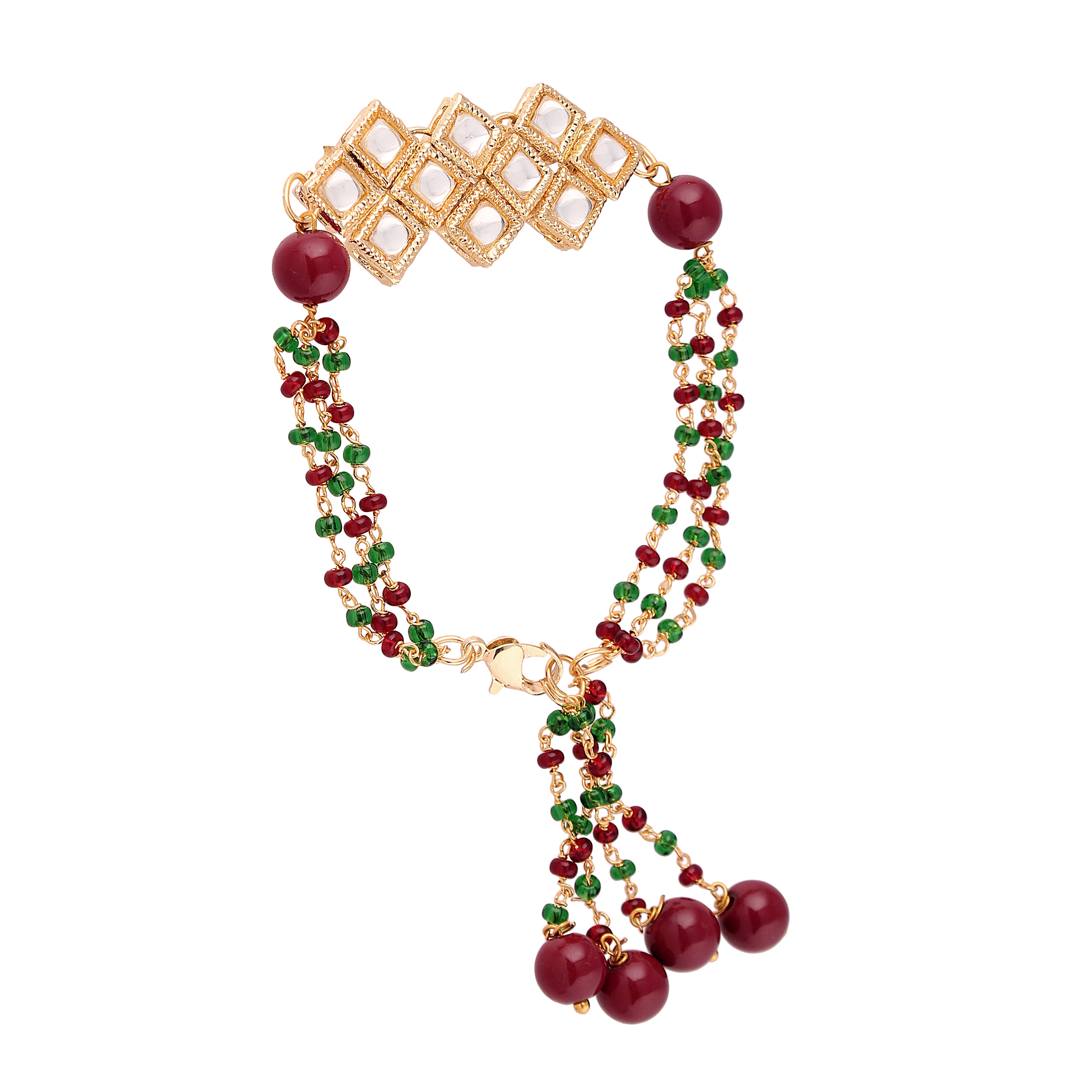 Gold Plated Hanging Pearl Studded Lumba for Bhabhi