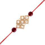 Gold Plated Ethnic Designer Kundan Pearl Rakhi Bracelet for Brother/Men