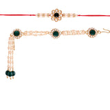 Antique Pearl Bhaiya Bhabhi Lumba Rakhi With Roli Chawal