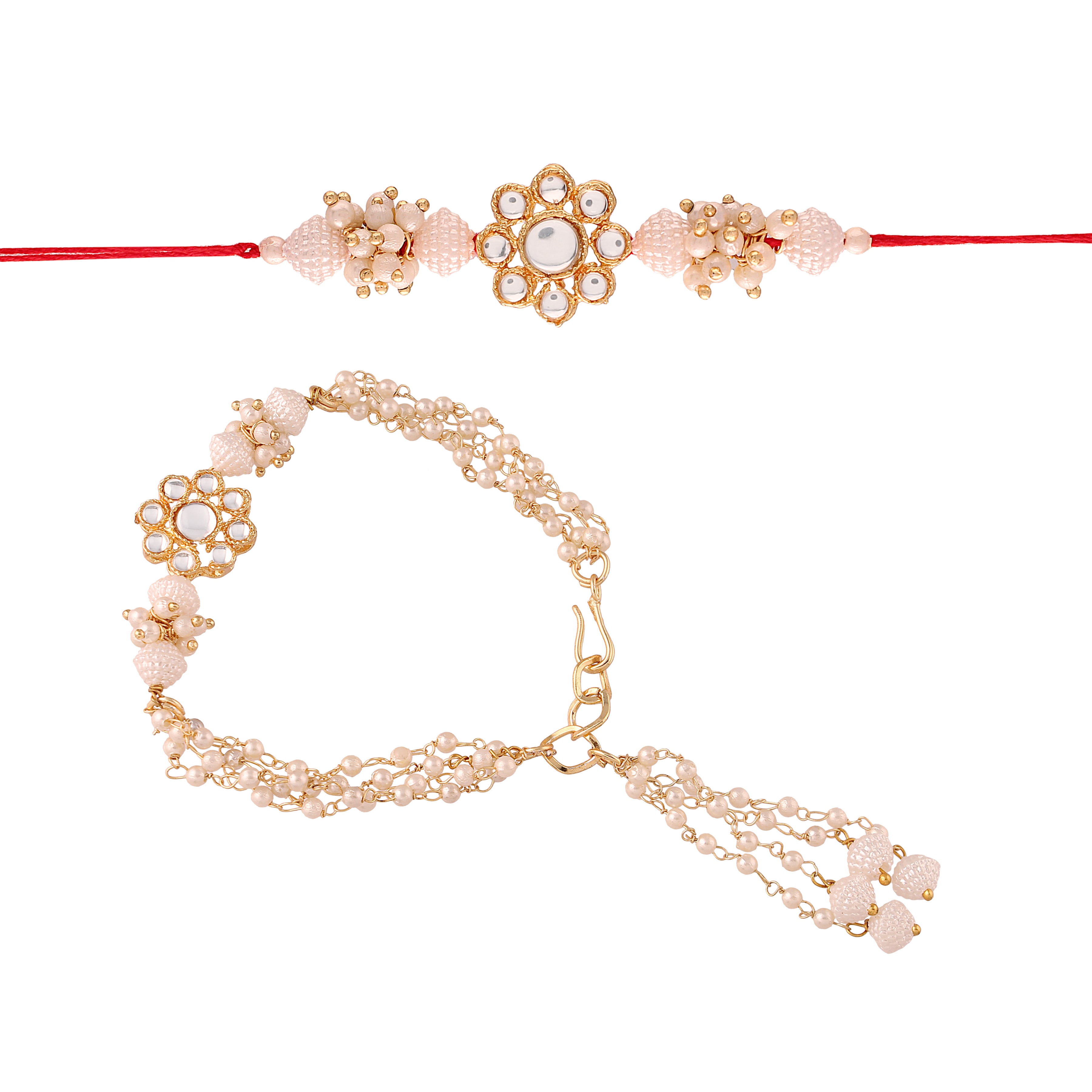 Traditional Bhaiya Bhabhi Lumba Pearl & Rakhi With Roli Chawal
