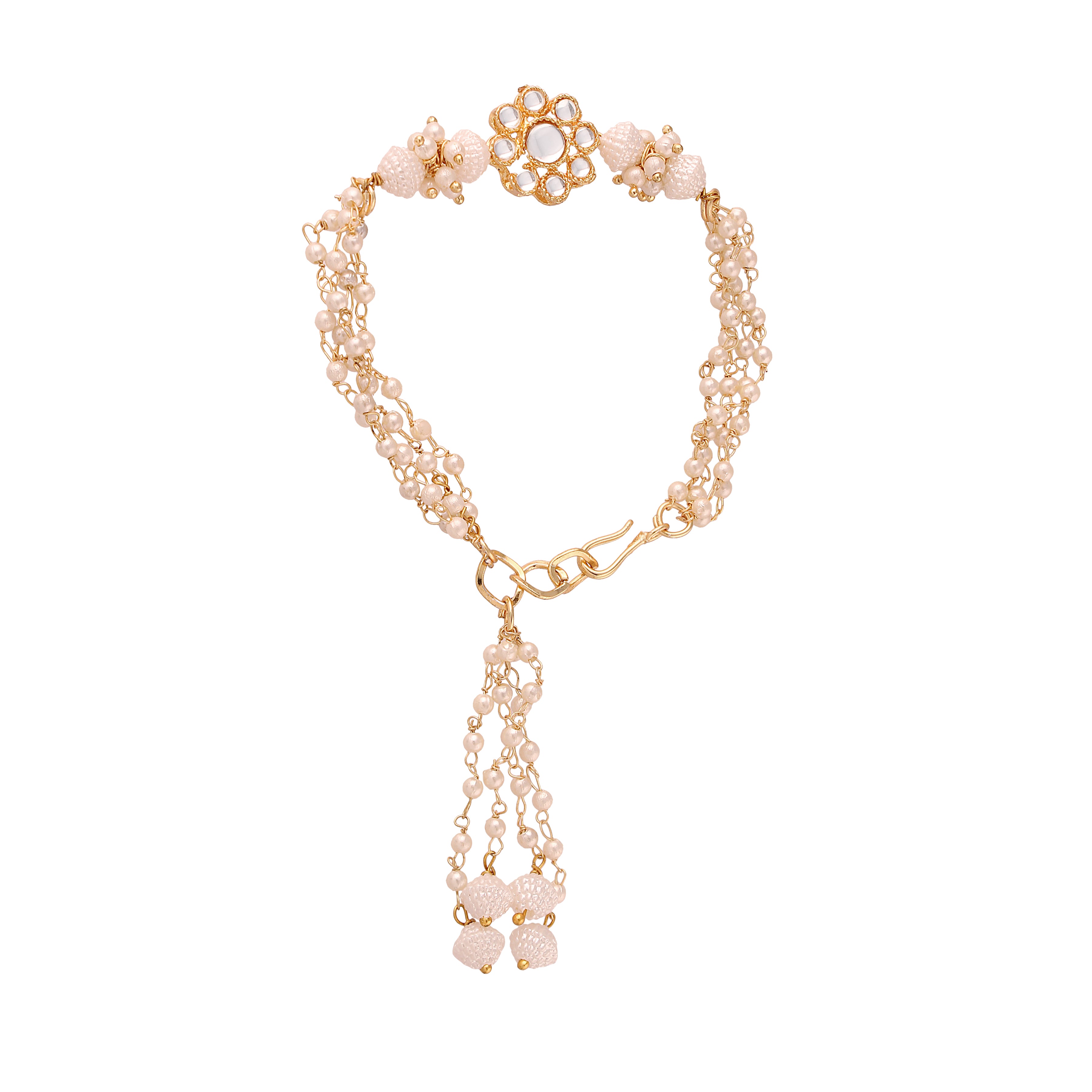 Gold Plated Hanging Pearl Studded Lumba for Bhabhi