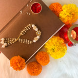 Gold Plated Hanging Pearl Studded Lumba for Bhabhi