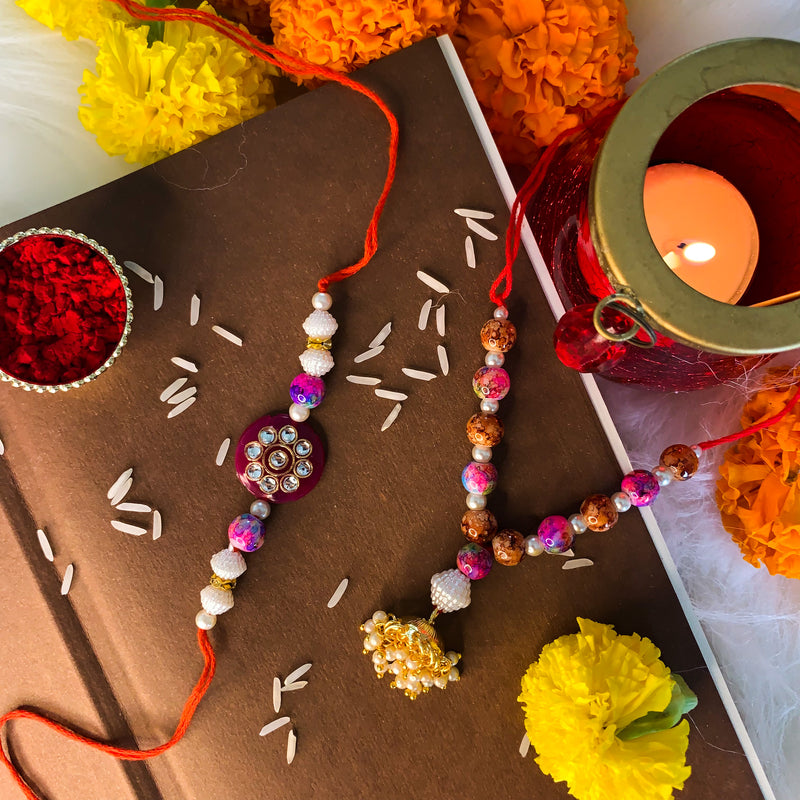 Pearl Bhaiya Bhabhi Lumba Rakhi With Roli Chawal
