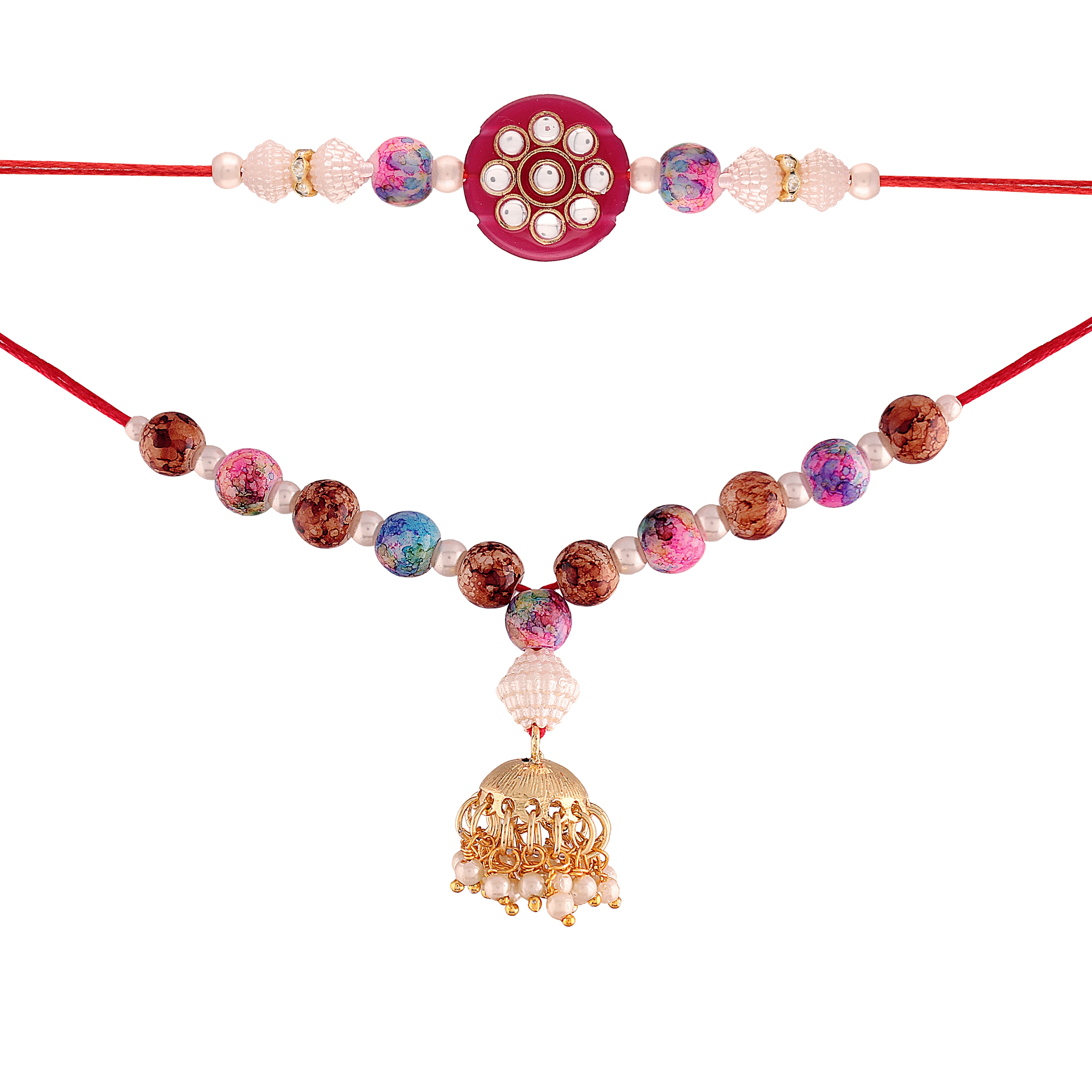 Pearl Bhaiya Bhabhi Lumba Rakhi With Roli Chawal