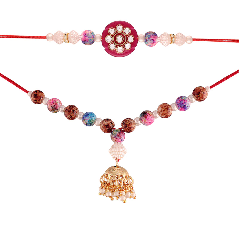Pearl Bhaiya Bhabhi Lumba Rakhi With Roli Chawal