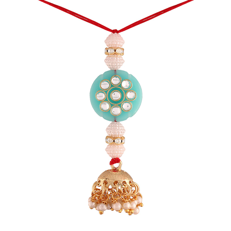 Gold Plated Hanging Pearl Studded Lumba for Bhabhi