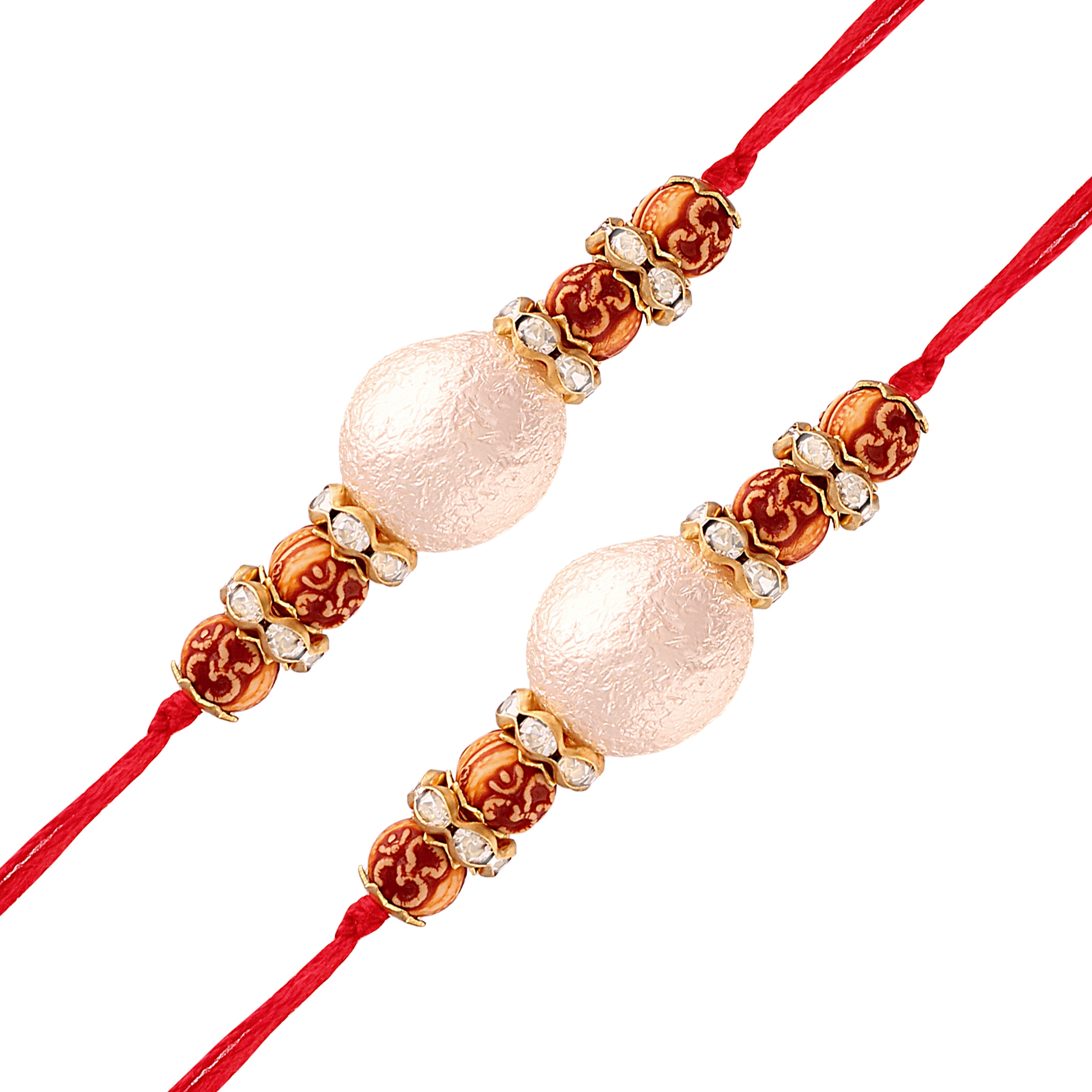 18k Gold Plated Pearl Combo Rakhi Bracelet for Men/Brother( Pack Of 2)
