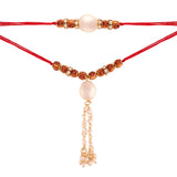 Charming Pearls And Beads Rakhi with Roli Chawal