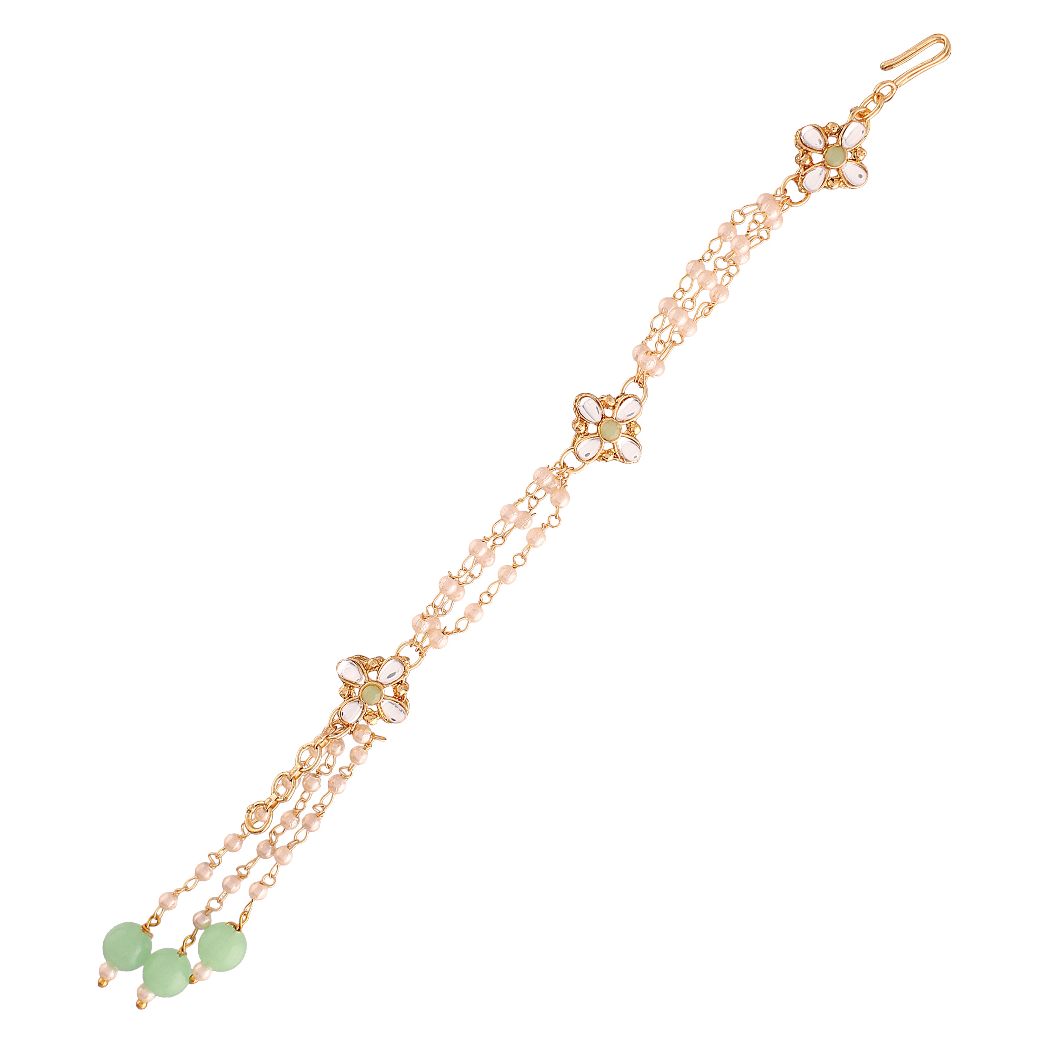 Gold Plated Hanging Pearl Studded Lumba for Bhabhi