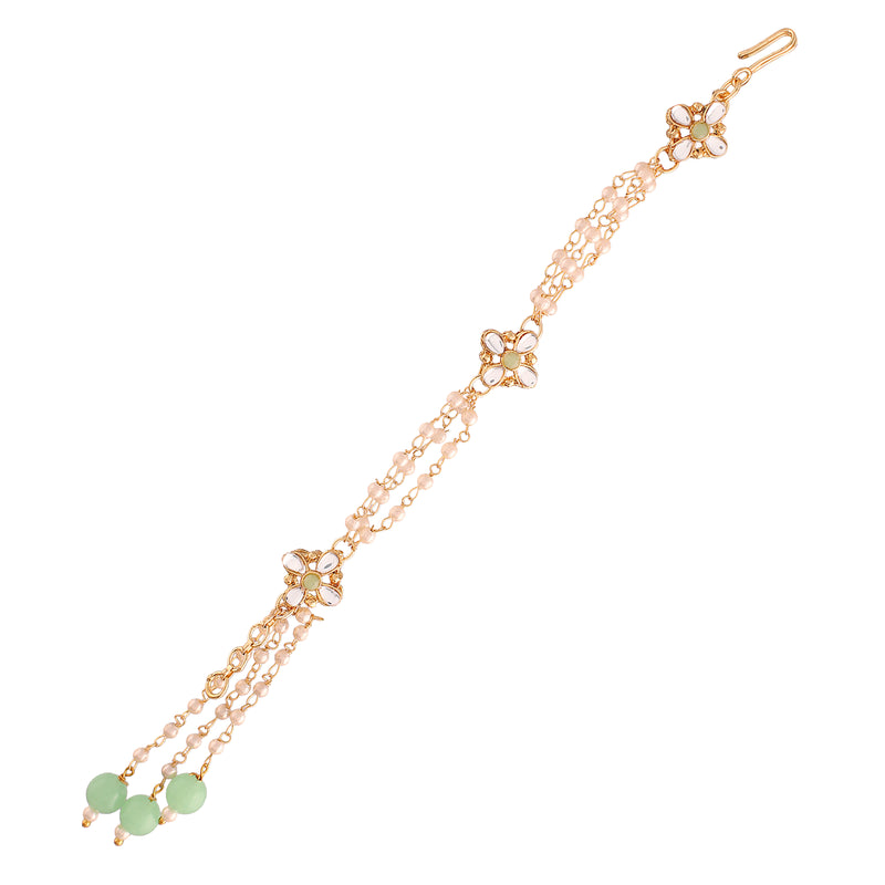 Gold Plated Hanging Pearl Studded Lumba for Bhabhi