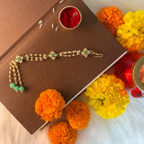 Gold Plated Hanging Pearl Studded Lumba for Bhabhi