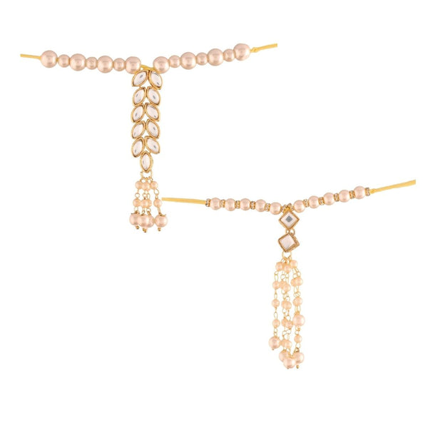 Gold Plated Hanging Pearl Studded Combo Lumba for Bhabhi