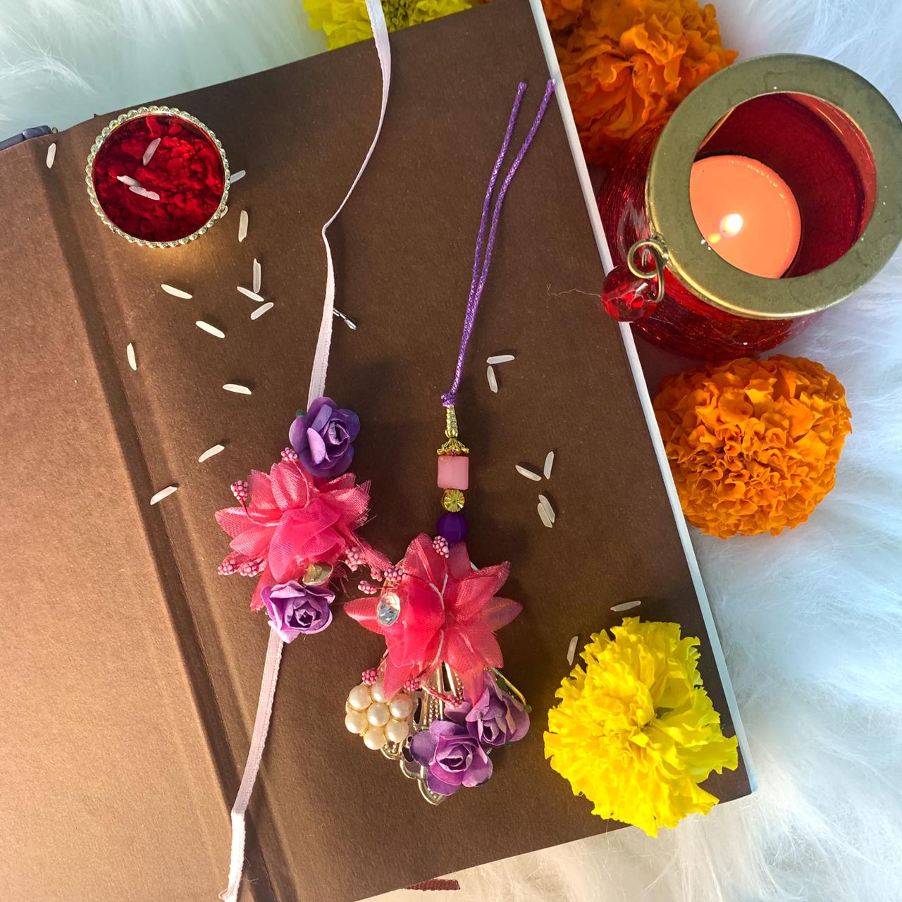 Colourful Tassel Work Bhaiya Bhabhi Rakhi With Roli Chawal
