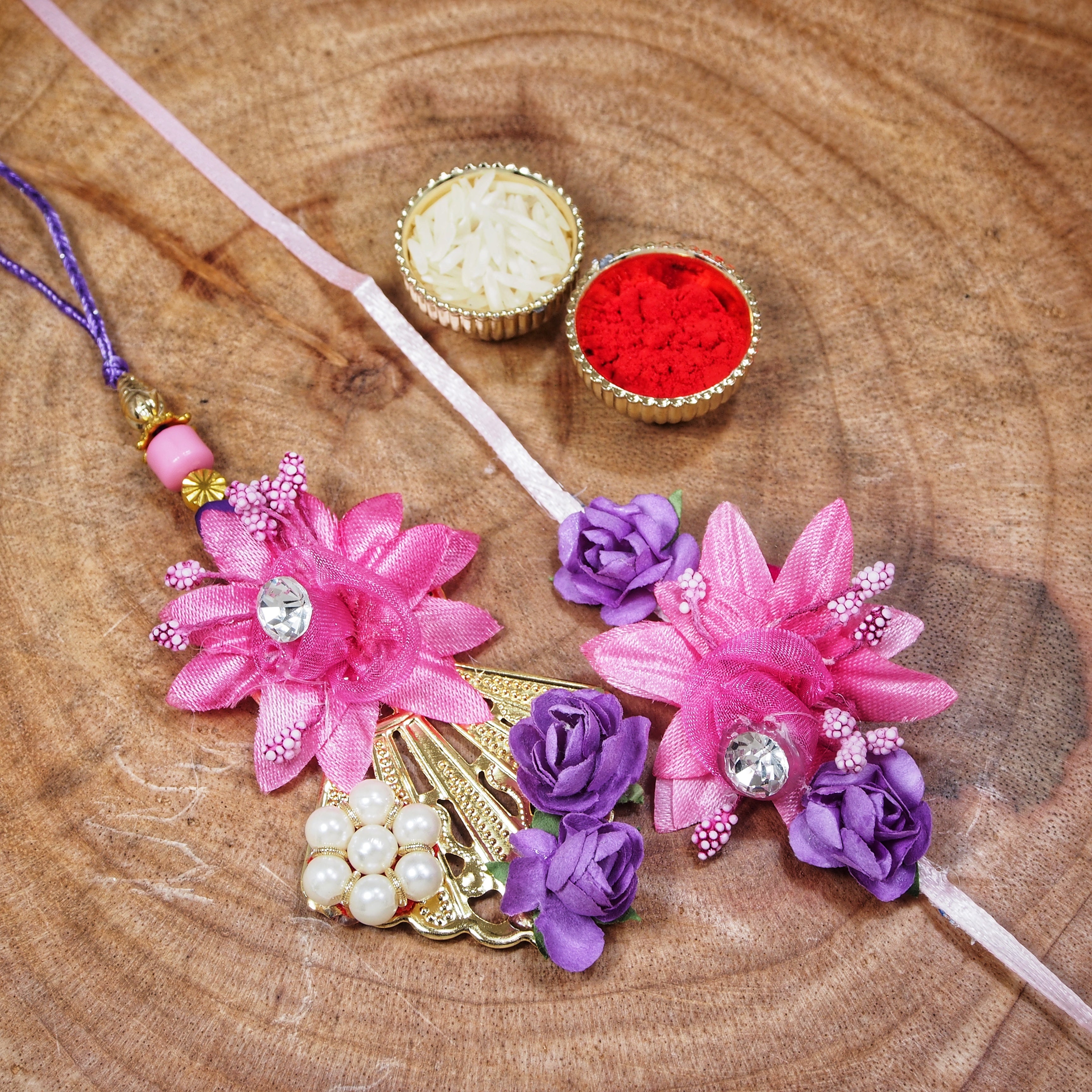Colourful Tassel Work Bhaiya Bhabhi Rakhi With Roli Chawal