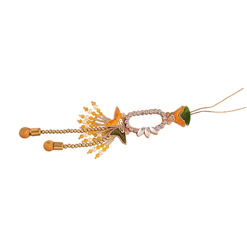 Yellow Green Pearl Bead Bhaiya Bhabhi Rakhi With Roli Chawal