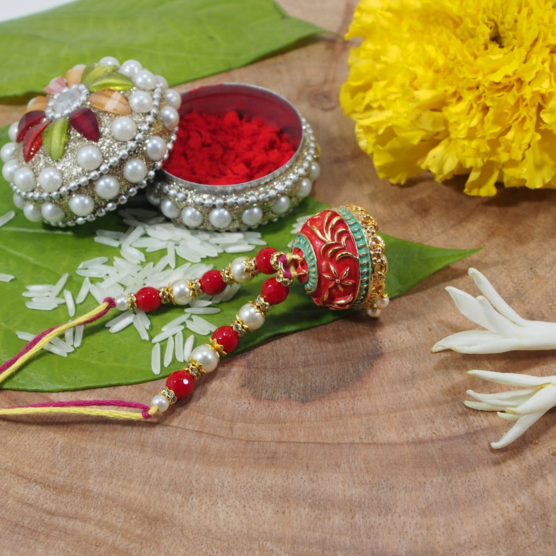 Gold Plated Hanging Meenakri  Pearl Studded Lumba for Bhabhi