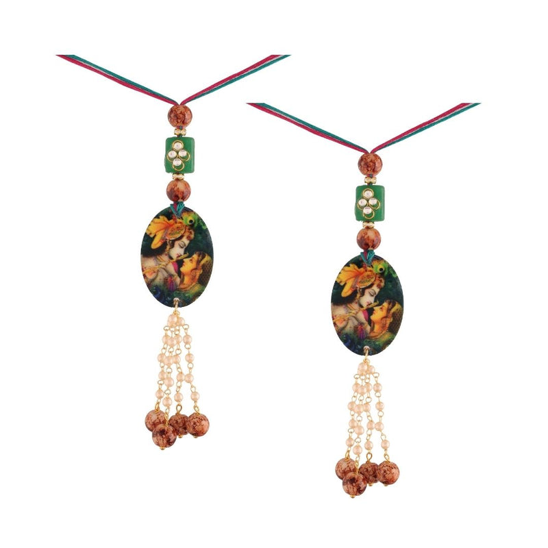 Gold Plated Hanging Pearl Studded Combo Lumba for Bhabhi