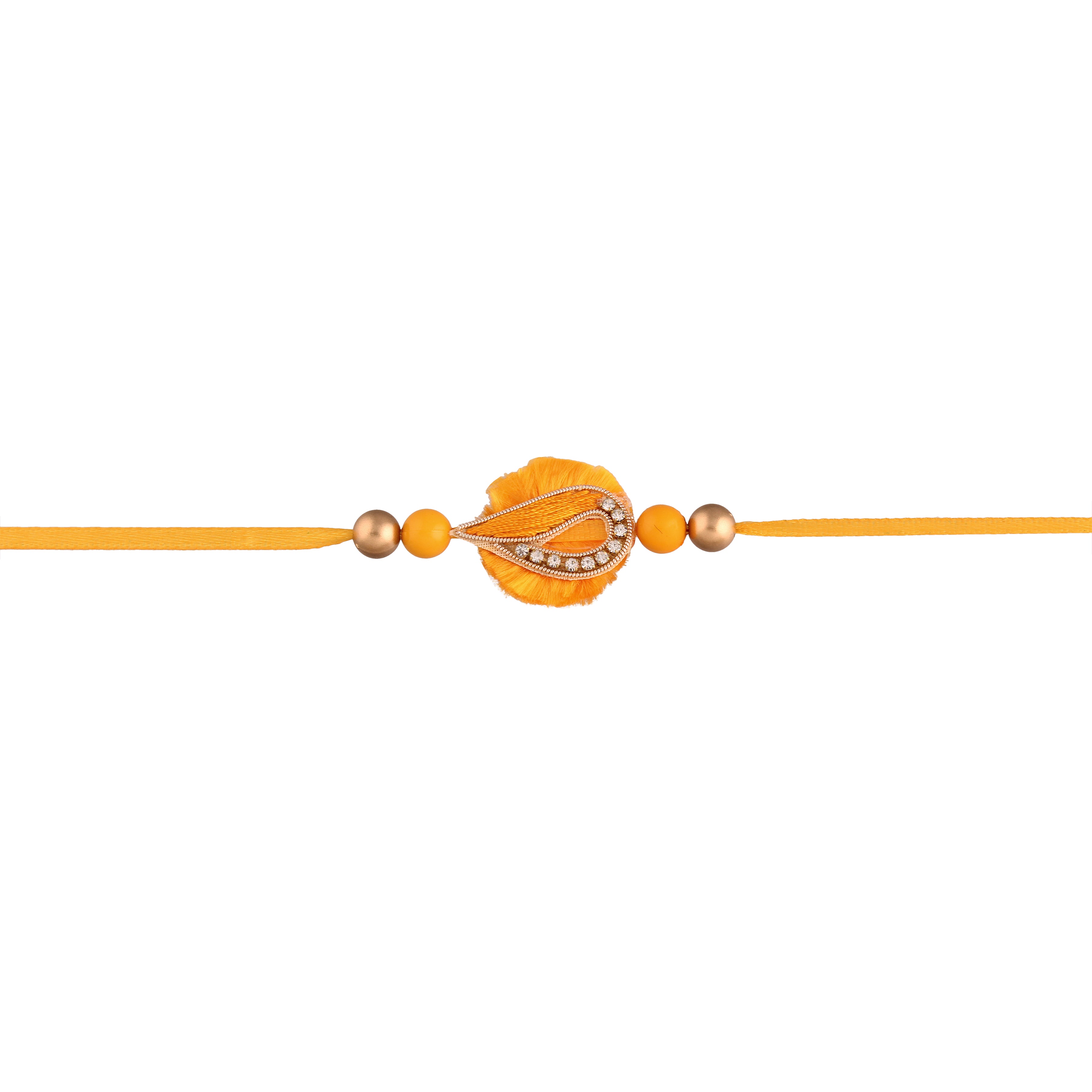 Yellow Pearl Bead Bhaiya Bhabhi Rakhi With Roli Chawal