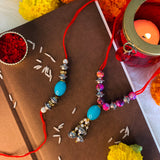 Charming Pearls And Beads Rakhi with Roli Chawal