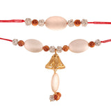 Traditional Bhaiya Bhabhi Lumba Pearl Rakhi  With Roli Chawal