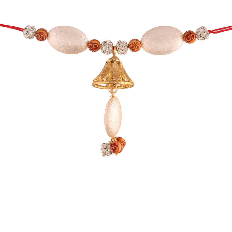 Traditional Bhaiya Bhabhi Lumba Pearl Rakhi  With Roli Chawal